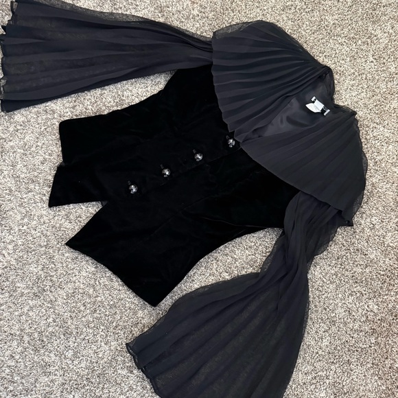 Elegant Black Sheer Sleeve Top - Picture 3 of 9